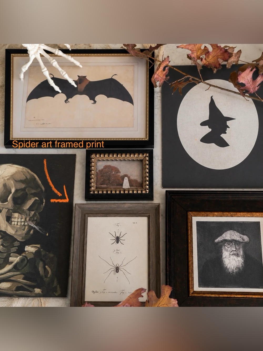 Framed Halloween Spider Framed Wall Art Decor
